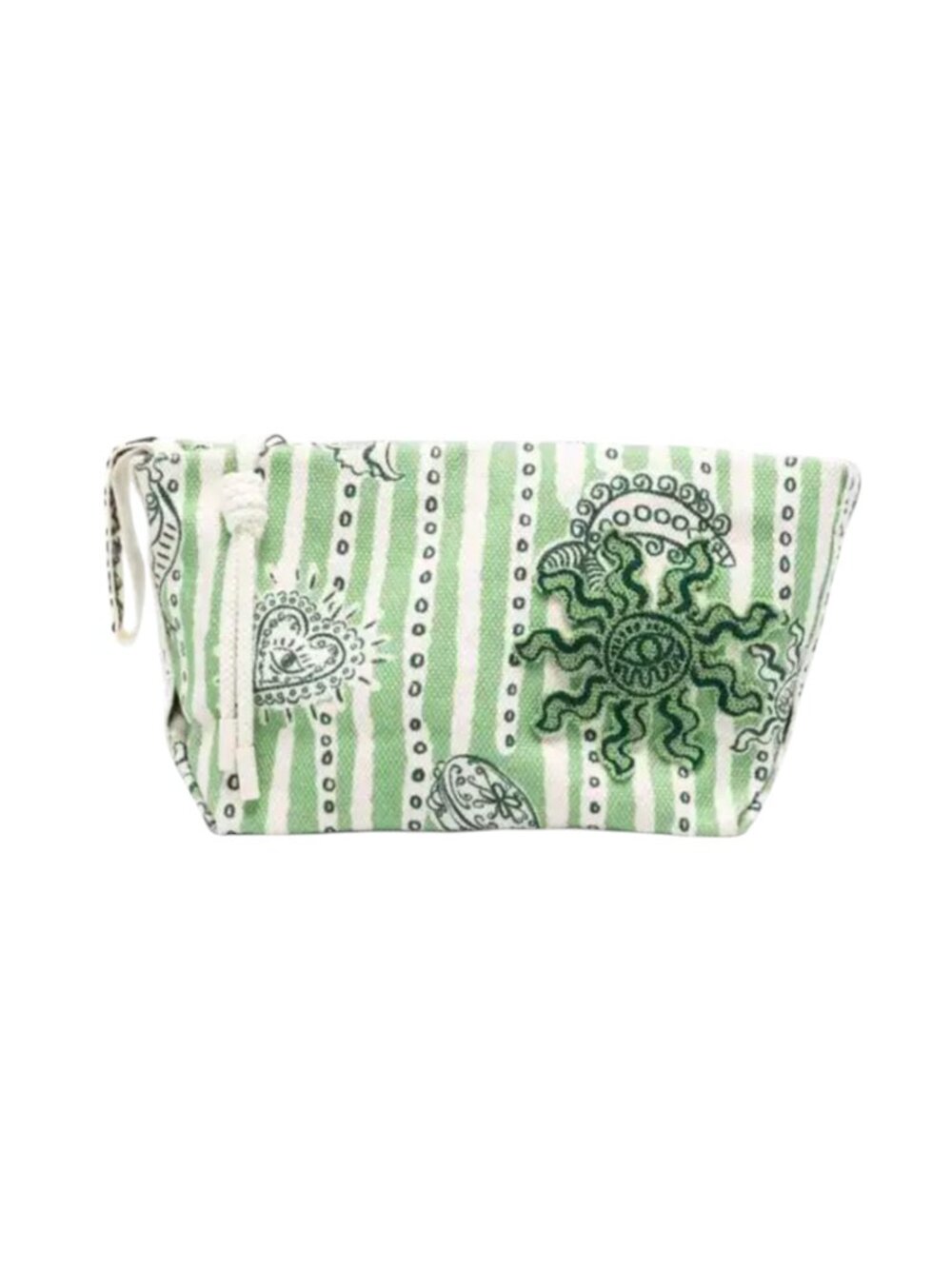 NWT Alemais Lula Mini Clutch Pouch Bag Purse Clutch Womens Green Stripe Zip NEW